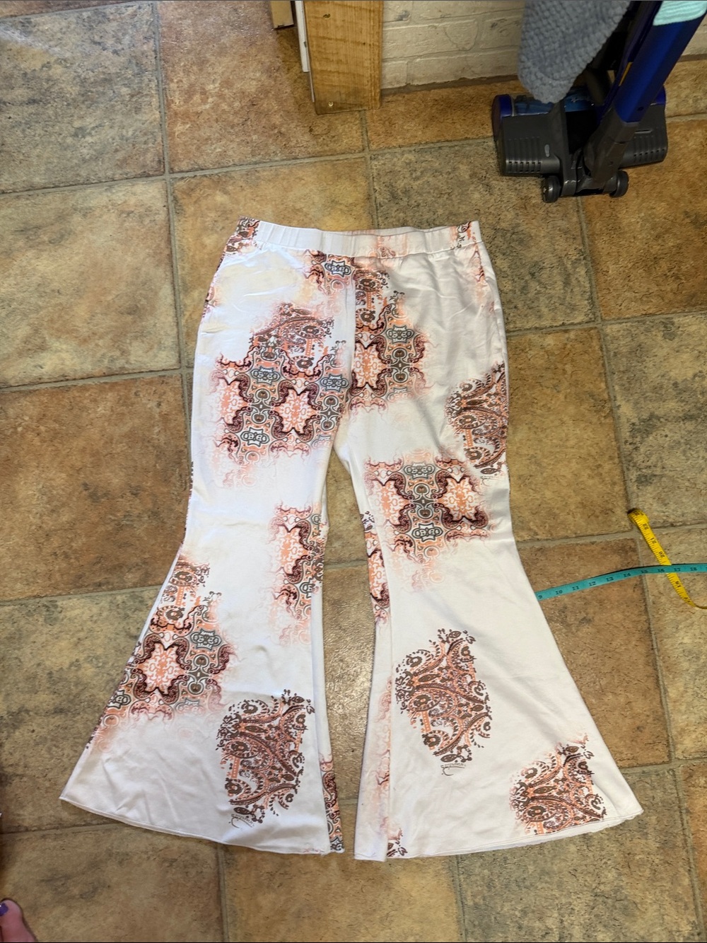 Women's Pink Paisley Print Flared Jeans